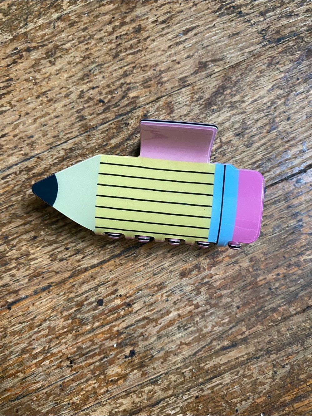 Pencil-Shaped Hair Clip - Yellow, Pink & Blue